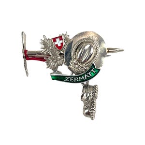 Vintage Zermatt Switzerland Hat Pin Souvenir Alpine Mountaineering Brooch