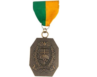 Vintage Don Bosco Tech Italiener II 1983 Scholastic Bronze Medaille mit gelbgrünem Band 4 "lang