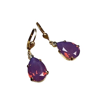 Red Rhinestone Statement Earrings Vintage Dangle Sparkly Jewelry Gift