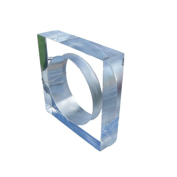 Laurent Guillot Lucite Square Bangle Bracelet Vin… - image 3