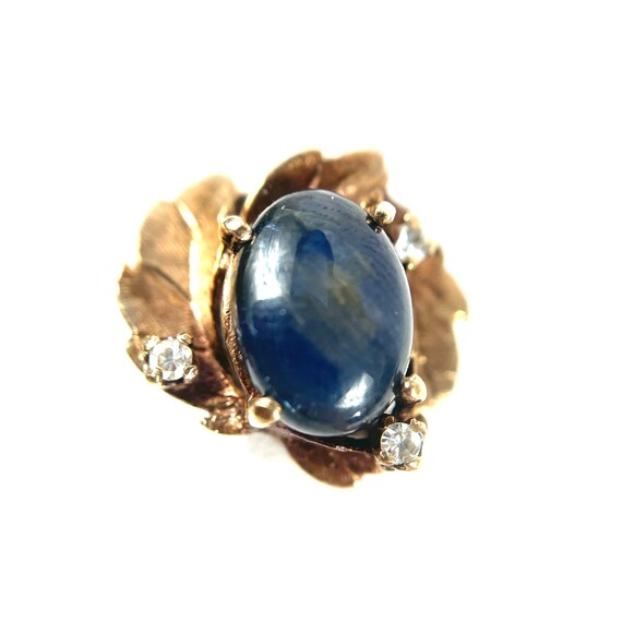 Vintage sapphire cabochon, 10 karat gold and diam… - image 8