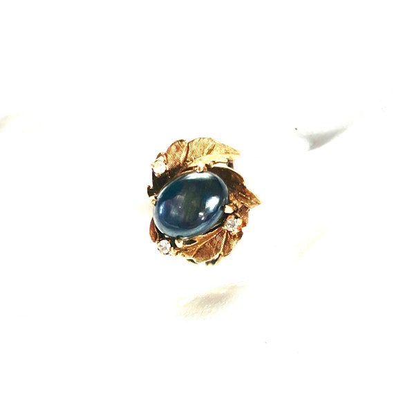 Vintage sapphire cabochon, 10 karat gold and diam… - image 9