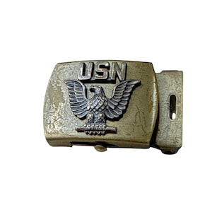 Vintage US Navy Military Belt Buckle Metal Clip with Eagle Emblem