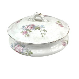 Dresden Semi-Porcelain Floral Lidded Tureen Dish With Gold Trim