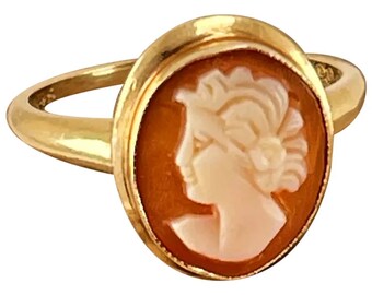 Antique 14K Carved Cameo Ring, Antique Ring, 14K Ring, Trendy Ring, Ring for Women, Gift for Girls, Gift for Her