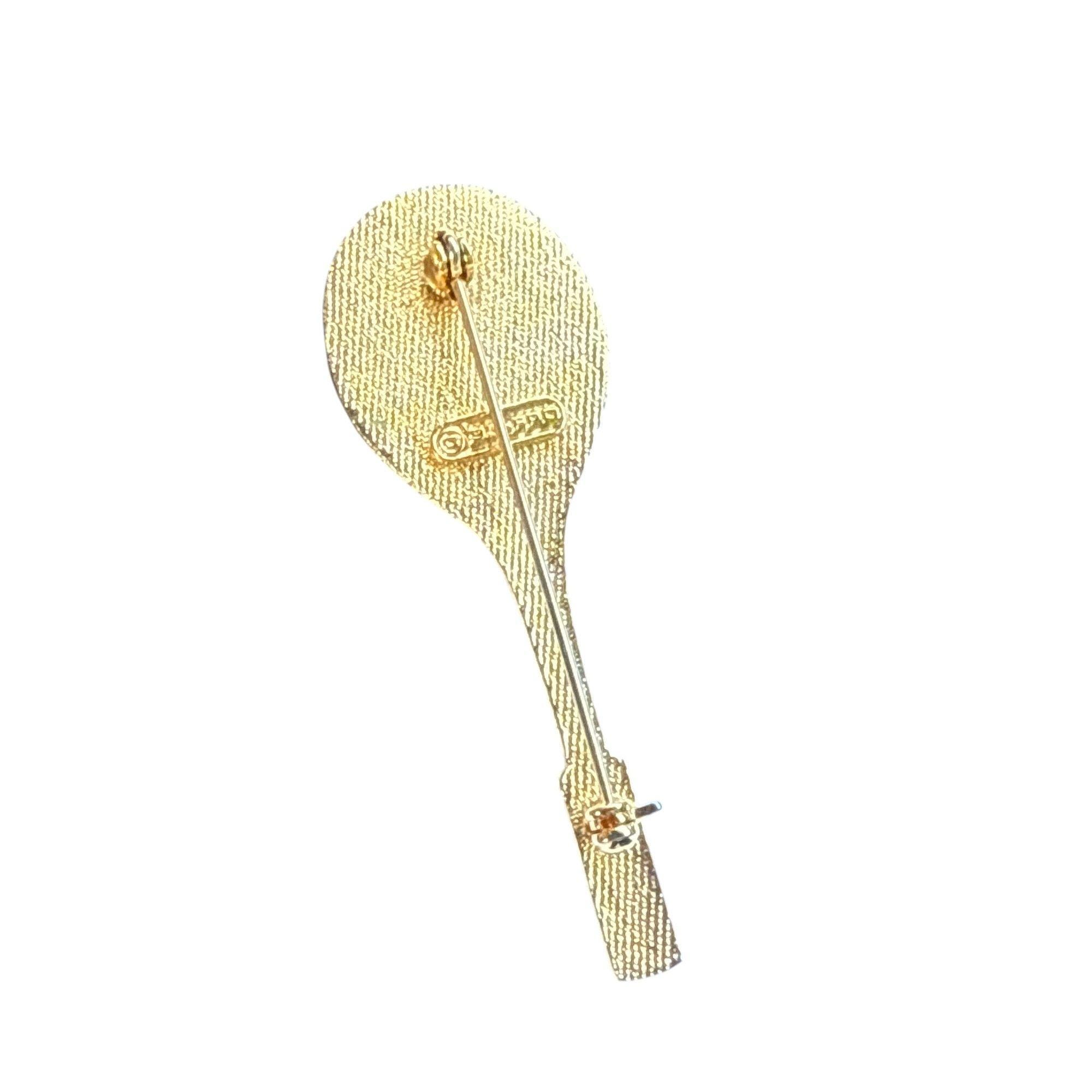 Broche Raquette De Tennis En Métal Doré - Pièce Neuve Sans Emballage, Bijou Sportif Chic