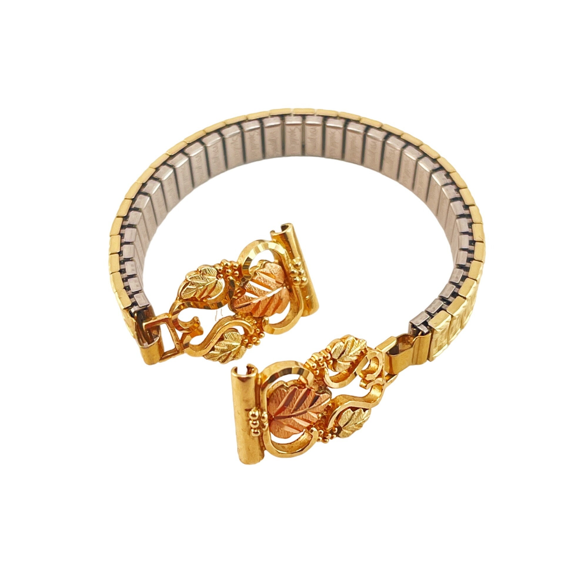 Black Hills Gold 10K, Two Tone Grape Leaf Watch Band With
