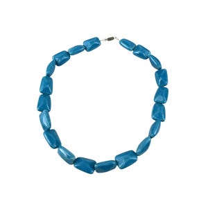 Vintage Chunky Blue Bead Necklace Barrel Clasp Statement Choker 16&quot;