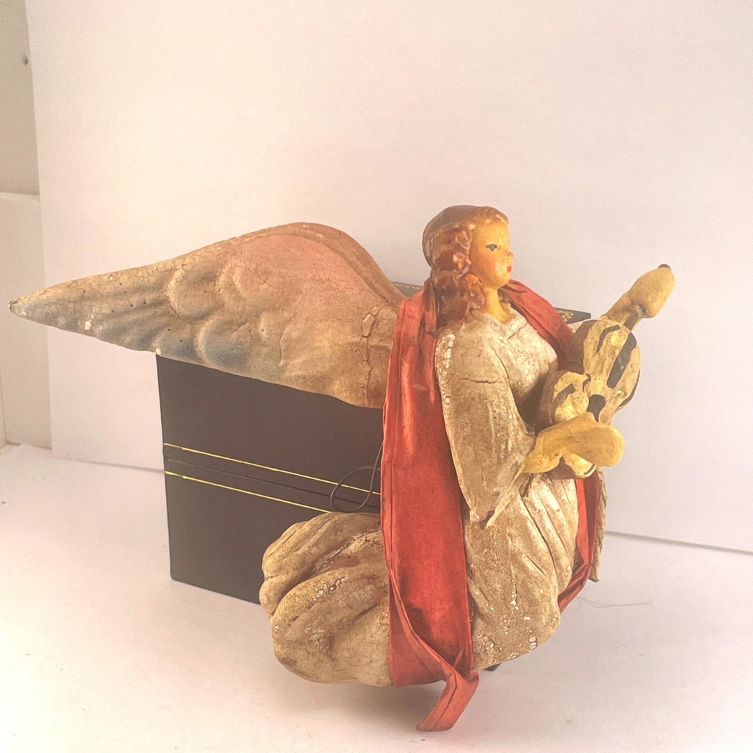 Cartapesta Paper Mache Angel Ornament W/guitar Italy Christmas Etsy