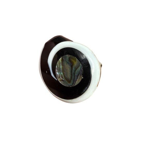 Boho Beach Abalone Inlay Shell Ring Size 7.75 Sta… - image 5