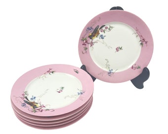 Haviland & Co vintage Limoges assiette oiseaux, lot de 6 assiettes à salade du désert