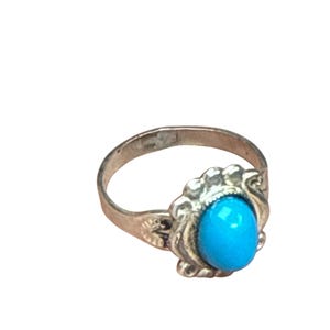 Native Style Turquoise Ring Sterling Silver Southwest Vintage Size 6 Boho