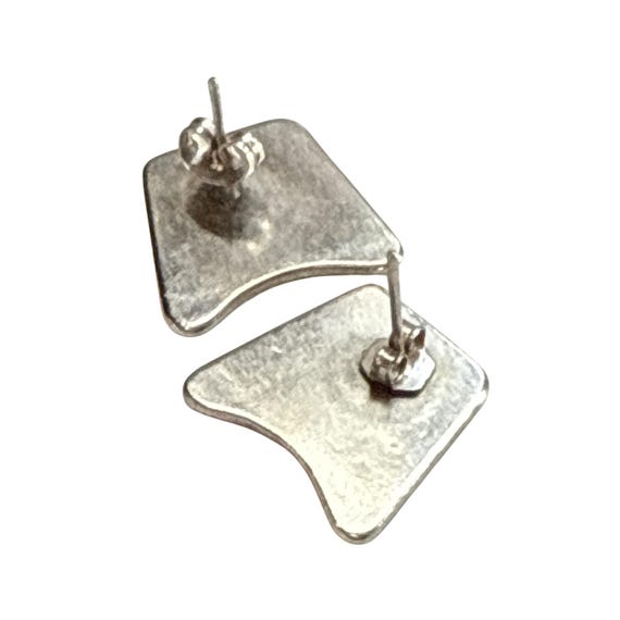 Abalone Shell Square Post Earrings Iridescent Stu… - image 3