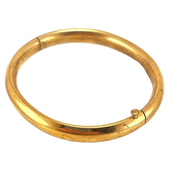 Gold Filled Etched Bangle Bracelet Vintage with S… - image 8