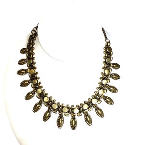 Ethnic Brass Statement Necklace Boho Tribal Style Bold Chunky Jewelry