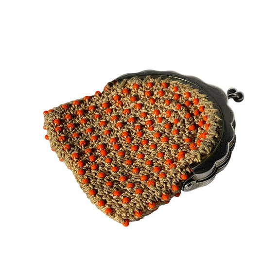 Vintage 1970s Beaded Coin Purse Hippie Era Croche… - image 3