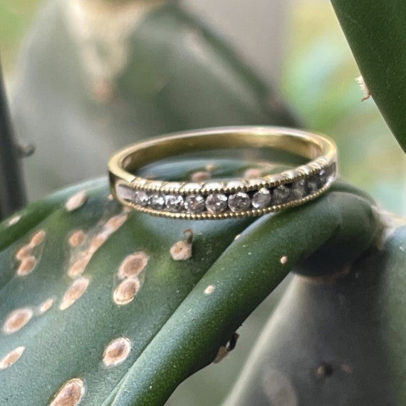 14K Yellow Gold and Diamond Ring Wedding Band - image 3