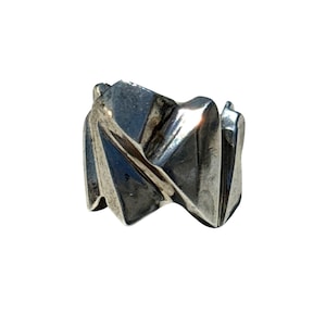Brutalist Sterling Silver Ring Abstract Modernist Sculptural Design Size 10.5 17g