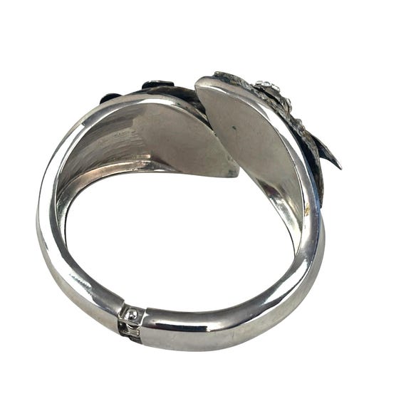 Silver Cuff Butterfly Flower Abalone Shell Woodla… - image 7