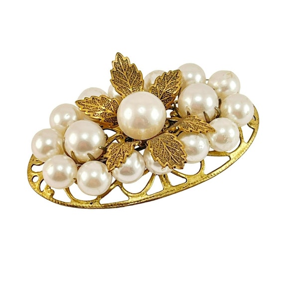 Unsigned Miriam Haskel Like Faux Pearl and Leaf B… - image 2