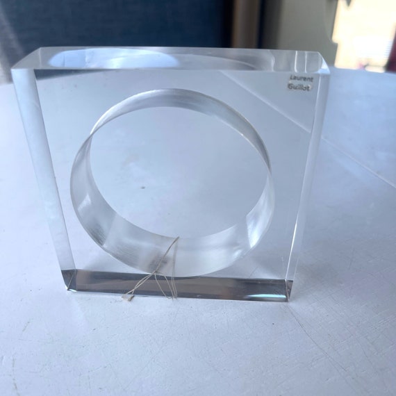 Laurent Guillot Lucite Square Bangle Bracelet Vin… - image 7