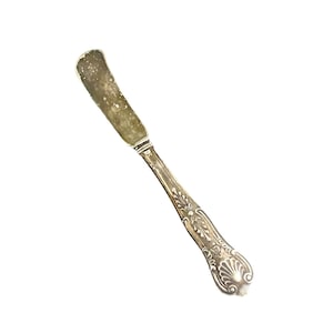 Antique Silver Plated Butter Knife With Ornate Handle 6 inch Length Vintage Flatware