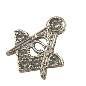 Masonic Silver Tone Lapel Pin With Chain & Tie Tack