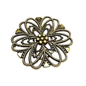 Vintage Brass Floral Belt Buckle Ornate Filigree Antique Style Accessory