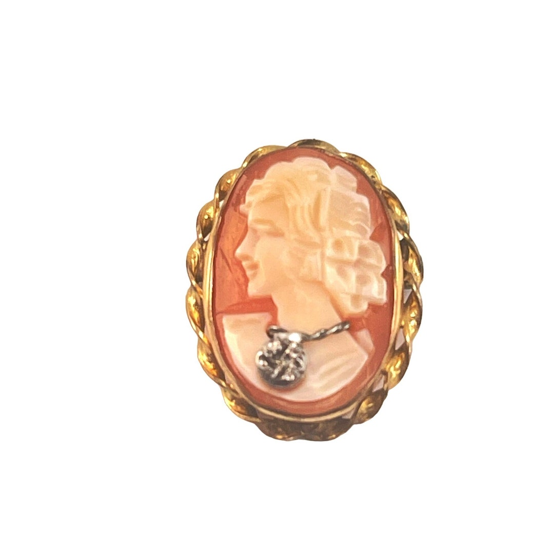 Broche Femme Avec Camé En Plaqué Or - Modèle L40, Occasion, Dorée