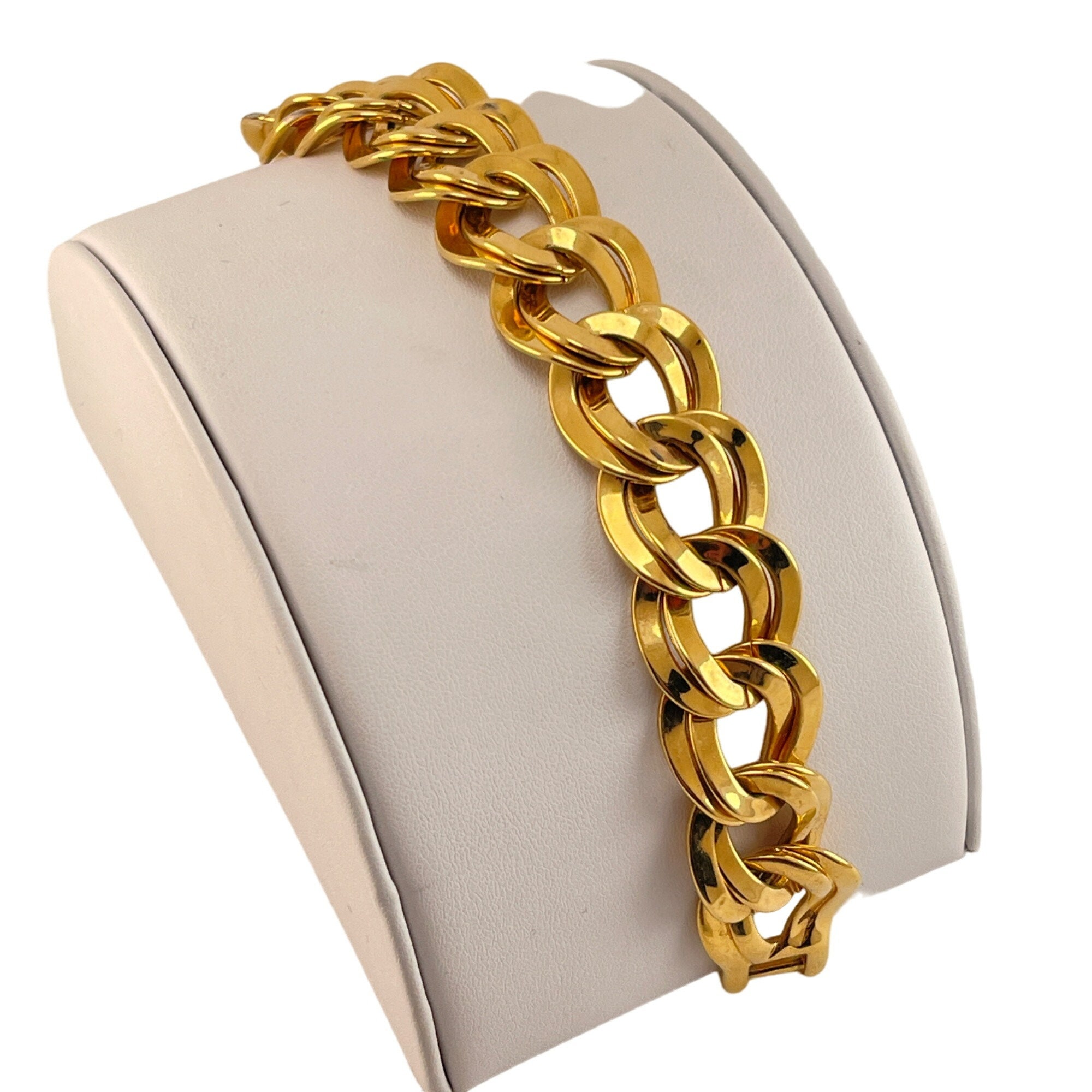 Monet Gold Plated Heavy Link Chain Bracelet 1980s Double
