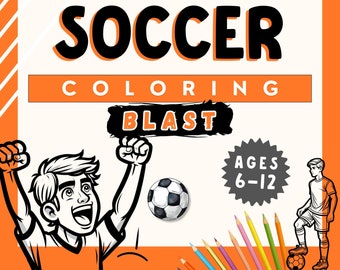 Coloración de fútbol para niños de 6 a 12 años / Imprimibles de fútbol / Impresiones de fútbol / Regalo de fútbol / Actividad de fútbol / Descarga digital