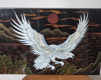 Vietnamese lacquered wood and mother-of-pearl painting