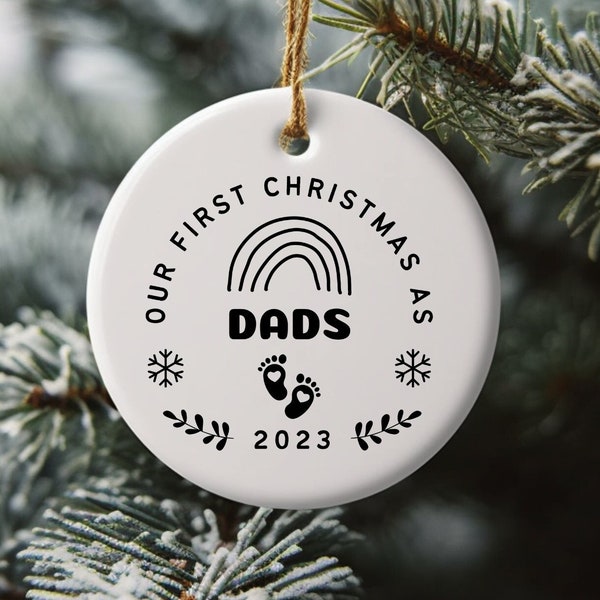 Our First Christmas as Dads 2023 Ceramic Ornament, Star/Circle/Snowflake  Shape, Gifts for New Gay Fathers, Two Dads Club