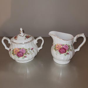 Myott Rose Garden cream and sugar