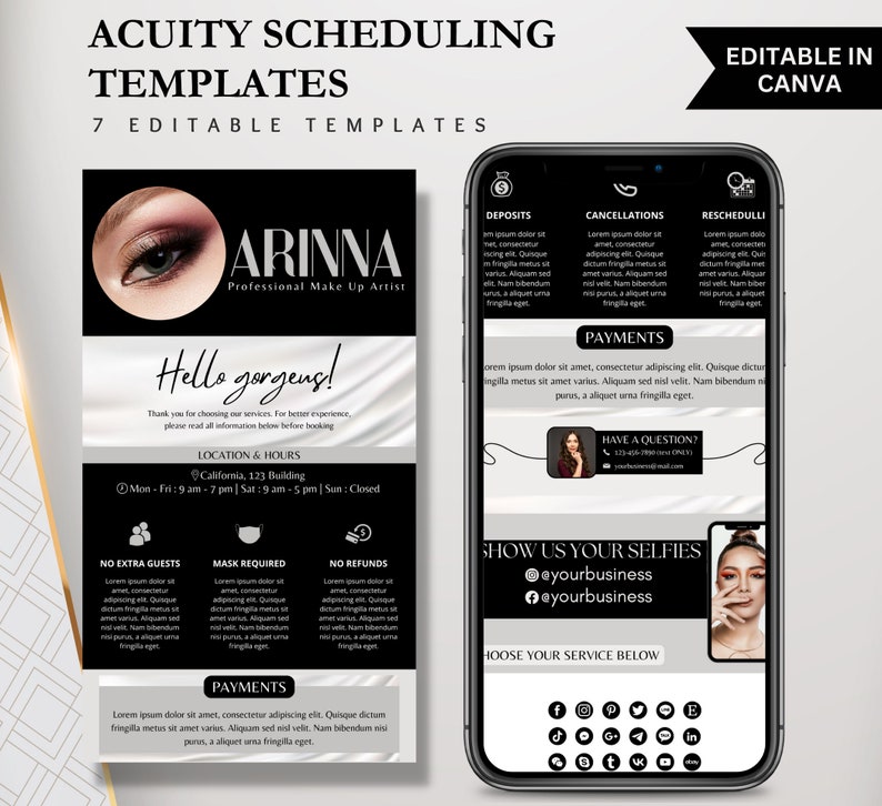 Lash Tech Acuity Scheduling Template Canva Editable Template Lash Tech ...