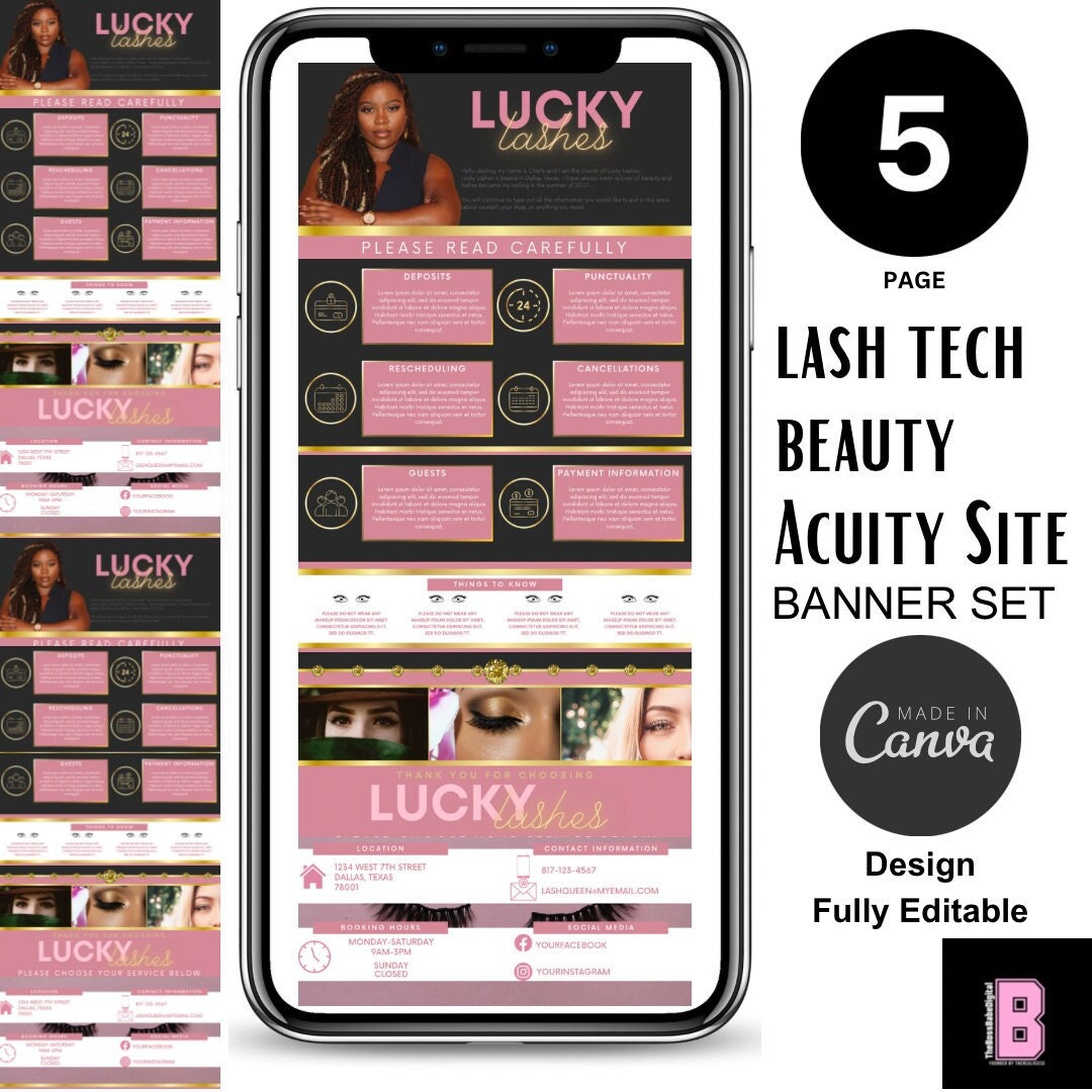 Lash Tech Acuity Scheduling Template Canva Editable Template Lash Tech ...