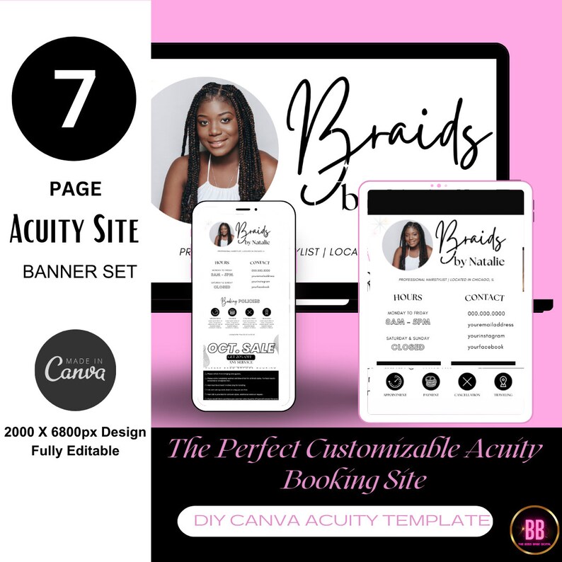 Acuity Scheduling Site Template, Editable DIY Booking Site Template