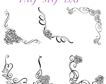 Rose svg border designs corner svg png dxf swirl svg wedding svg floral border svg rose border svg swoosh svg floral frame svg border svg