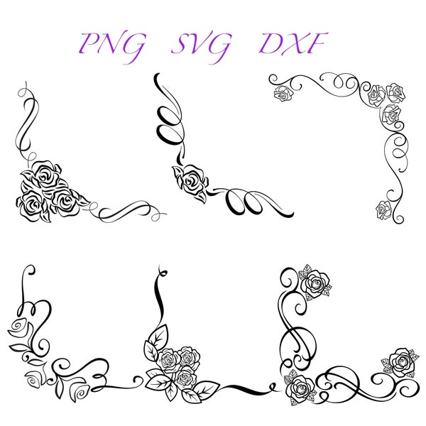 Rose svg border designs corner svg png dxf swirl svg wedding svg floral border svg rose border svg swoosh svg floral frame svg border svg