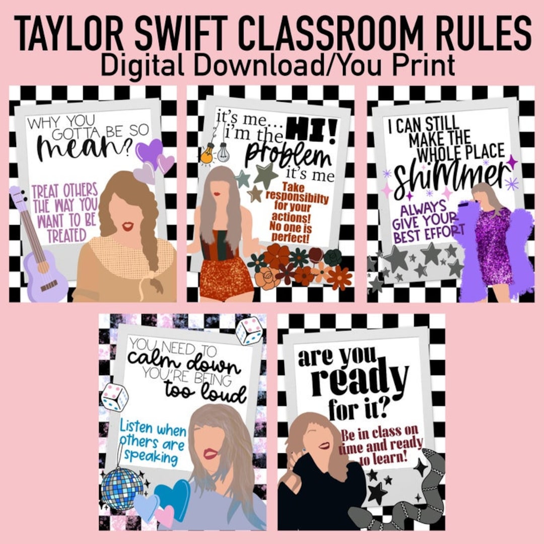 Taylor Swift Classroom Rules Digital Prints Png Taylor Swift Etsy