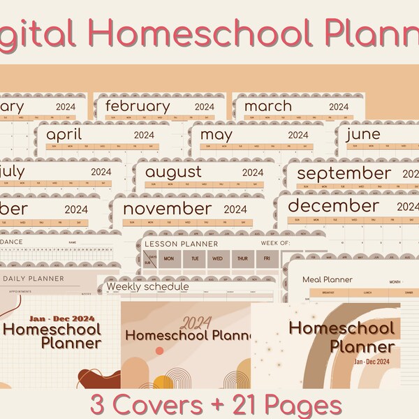 Homeschool Planner Pages | Homeschool Planner Bundle 2024 Lesson Planner  | Instant Download I Digital Homeschool Planner Goodnotes Planner