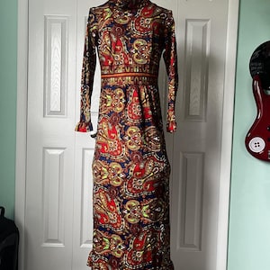 1970s vintage PSYCHEDELIC MAXI DRESS