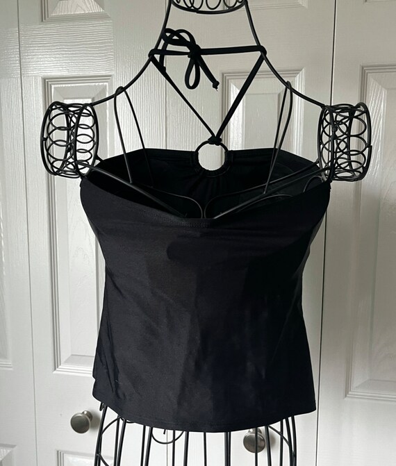 1990s y2k black ring halter top - image 2