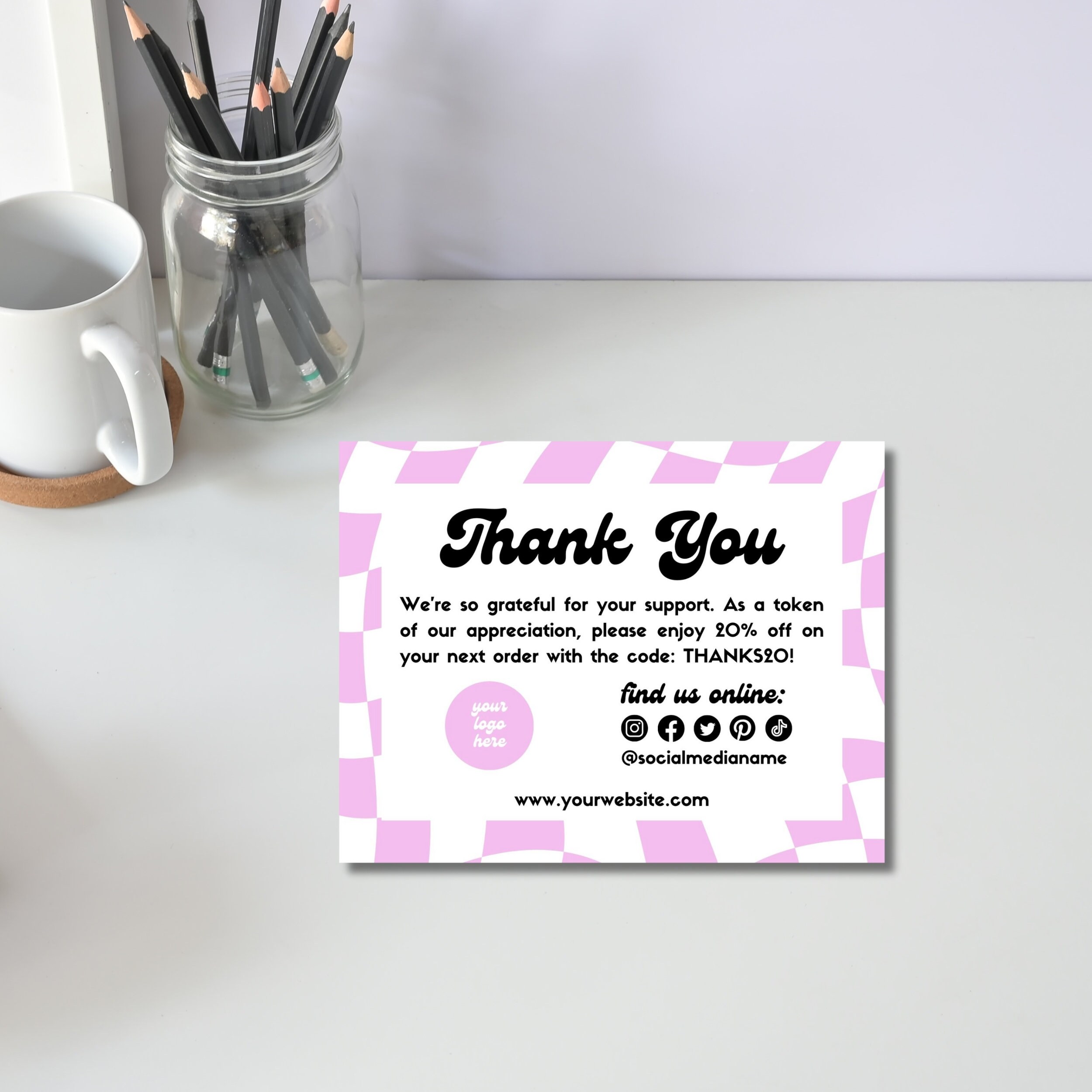 Retro Business Thank You Card Template Packaging Insert - Etsy