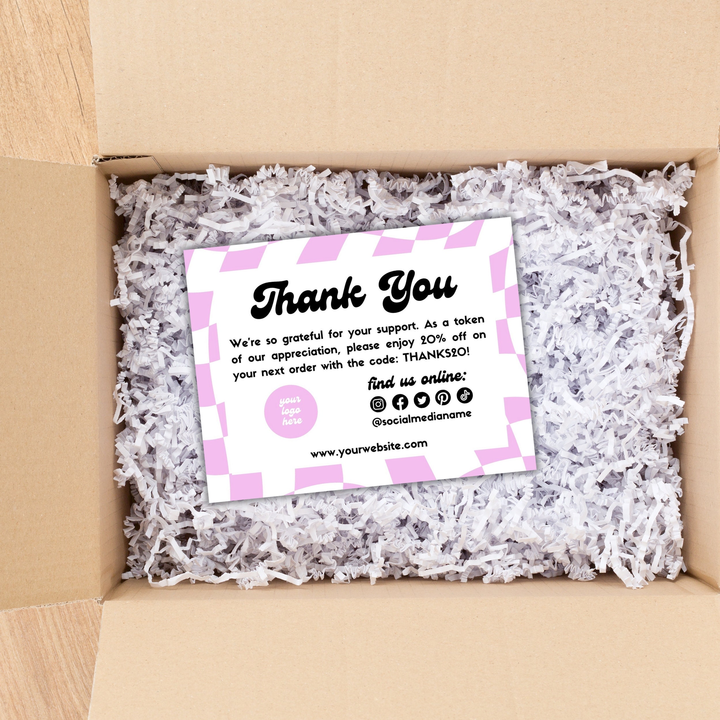Retro Business Thank You Card Template Packaging Insert - Etsy