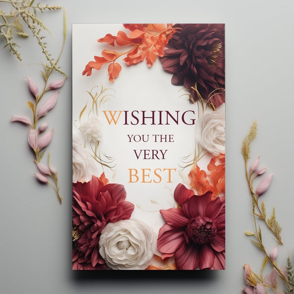 Heartfelt Wishes Greeting Card: Wishing You The Very Best, Gift for Her, Printable Card, Instant Download Pdf