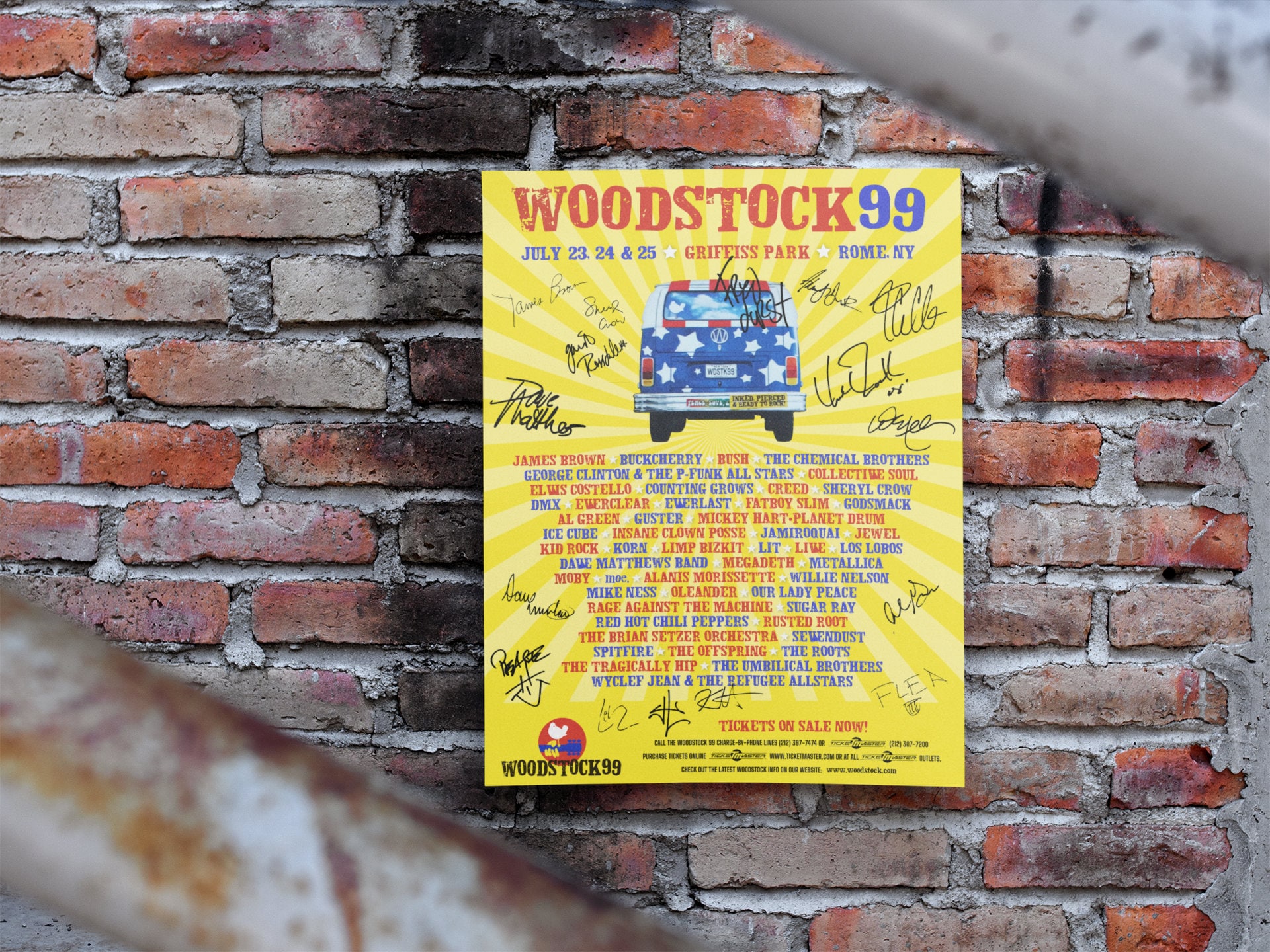 Woodstock 1999 Commemorative Poster With Artist Signatures 18"x24" (new ...