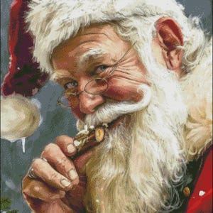 Kerstman 71 - getelde kruissteekpatronen - afdrukbare tabel in pdf-formaat handwerken borduren knutselen doe-het-zelf DMC-kleur