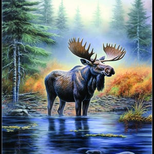 Eland in het water 2 - getelde kruissteekpatronen - afdrukbare grafiek pdf-formaat handwerken borduren ambachten DIY DMC kleur