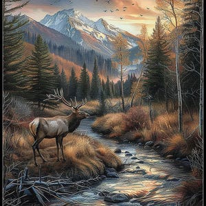 A Wanderers Dream 2 - kruissteekpatronen eland - afdrukbare grafiek pdf-formaat handwerken borduren ambachten DIY DMC kleur